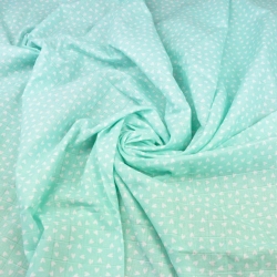 Baumwoll-Musselin mit Herzen auf mintfarbenem Hintergrund  