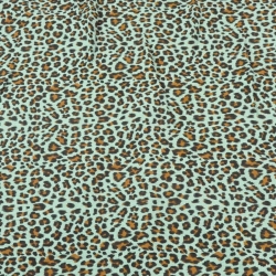 Baumwoll-Musselin plissiert Panther auf mintgrünem Hintergrund  