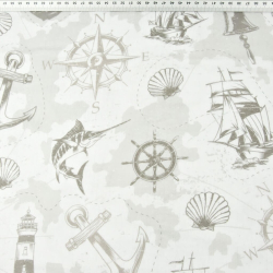 Baumwolle Musselin Double Gauze - Digitaldruck - Marine Muster  