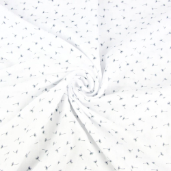 Baumwolle Musselin Pusteblumen MINI graphit auf weißem Hintergrund  