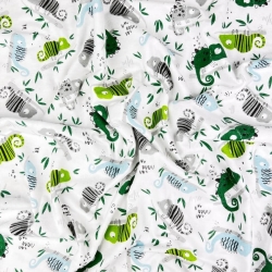 Flanell Chamäleons grün-blau  