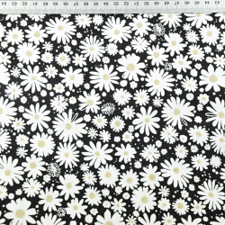 Jersey-Strick Gänseblümchen auf schwarzem Hintergrund  