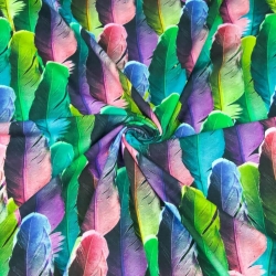 Jersey-Stoff Bunte Federn - Digitaldruck  