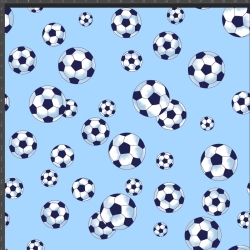 Jersey-Stoff mit Bällen auf blauem Hintergrund - Digitaldruck  