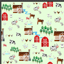 Jersey Druck digital - Tiere auf dem Land auf hellgrünem Hintergrund  