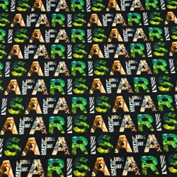 Jersey-Stoff Digitaldruck - Safari auf schwarzem Hintergrund  