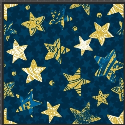 Jersey Stoff Digitaldruck goldene Sterne auf dunkelblauem Hintergrund  