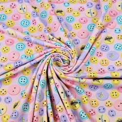 Jersey-Stoff Digitaldruck - Knöpfe auf rosa Hintergrund  