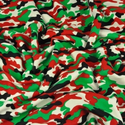 Einfarbiger Sweatstoff - Camouflage grün-rot-schwarz  