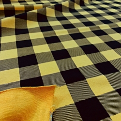 Sweatshirtstoff Loop - kariert schwarz-senfgelb  