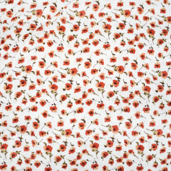 Muślin double gauze drukowany kwiatki czerwone