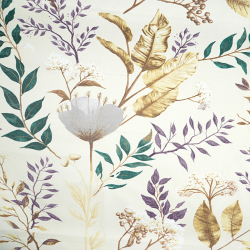 Bawełna 100% kwiaty maki i kopru na beżowym tle