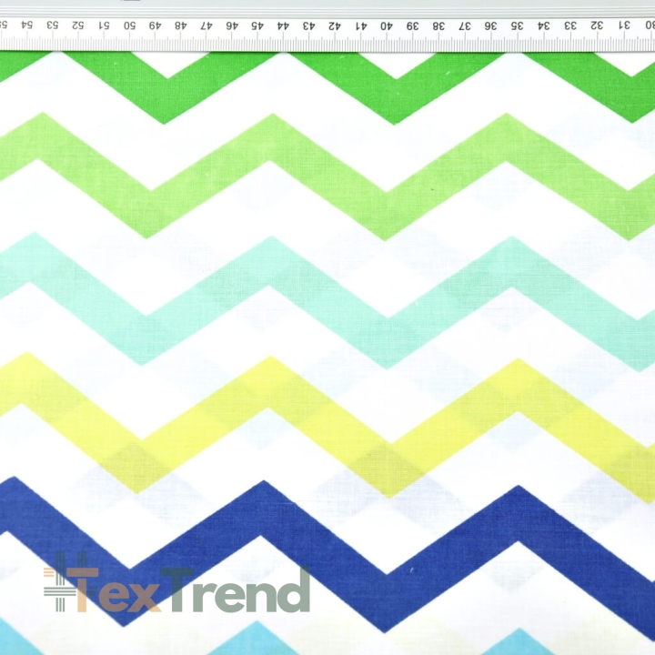 Baumwolle 100% Zickzack grün/blau