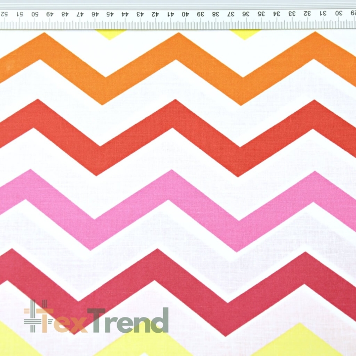 Baumwolle 100% Zickzack gelb/orange/rot  