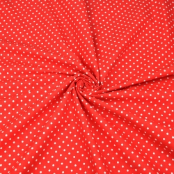 100% Baumwolle Punkte 4mm weiß auf rotem Hintergrund  