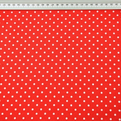 100% Baumwolle Punkte 4mm weiß auf rotem Hintergrund  