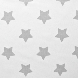 Baumwolle 100% graue Lebkuchensterne auf weißem Hintergrund  