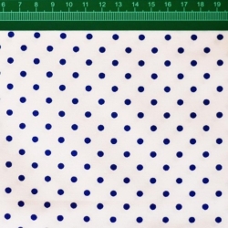 100% Baumwolle Punkte 4mm dunkelblau auf weißem Hintergrund  