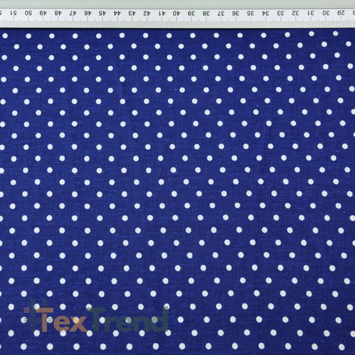 100% Baumwolle Punkte 4mm weiß auf dunkelblauem Hintergrund  