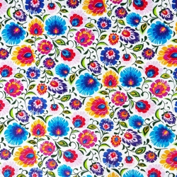 Baumwolle 100% Łowicz Muster auf weißem Hintergrund  