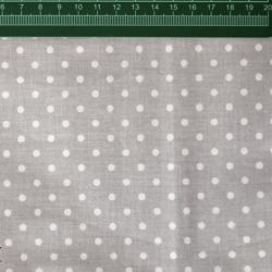 100% Baumwolle Punkte 4mm weiß auf grauem Hintergrund  