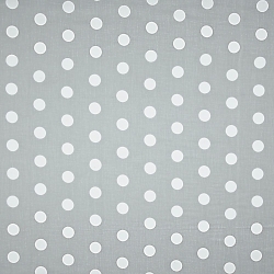 Baumwolle 100% große Punkte 23mm weiß auf grauem Hintergrund  