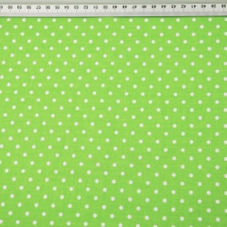 100% Baumwolle Punkte 4mm weiß auf grünem Hintergrund  