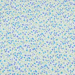 Baumwolle 100% Wiese blau-saphir auf weißem Hintergrund  