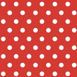 100% Baumwolle Punkte 11mm weiß auf rotem Hintergrund  