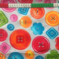 Baumwolle 100% bunte Knöpfe auf weißem Hintergrund  