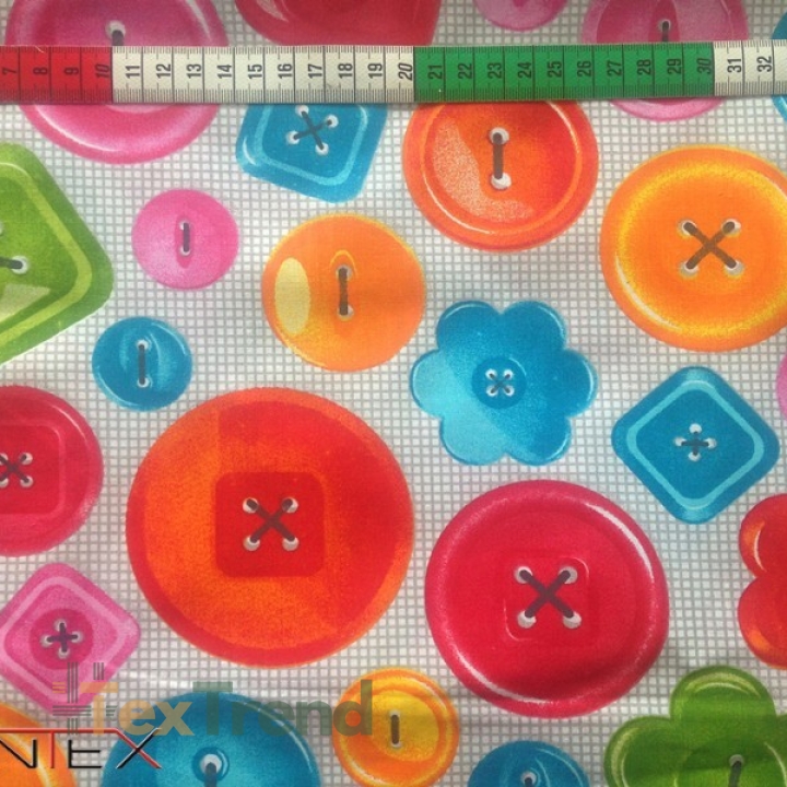 Baumwolle 100% bunte Knöpfe auf weißem Hintergrund  