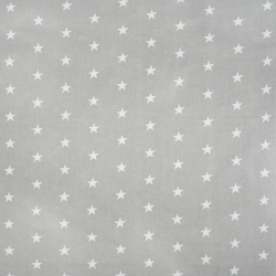 Baumwolle 100% Sterne 20mm weiß auf grauem Hintergrund  
