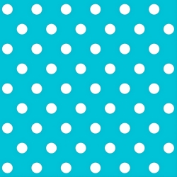 100% Baumwolle Punkte 11mm weiß auf türkisfarbenem Hintergrund