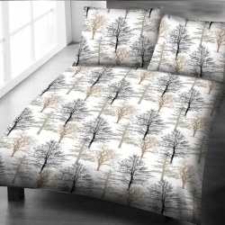 Baumwolle 100% braune Bäume auf weißem Hintergrund  