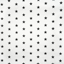 Baumwolle 100% Sterne 20mm schwarz auf weißem Hintergrund  