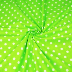 Baumwolle 100% Punkte 11mm weiß auf hellgrünem Hintergrund  