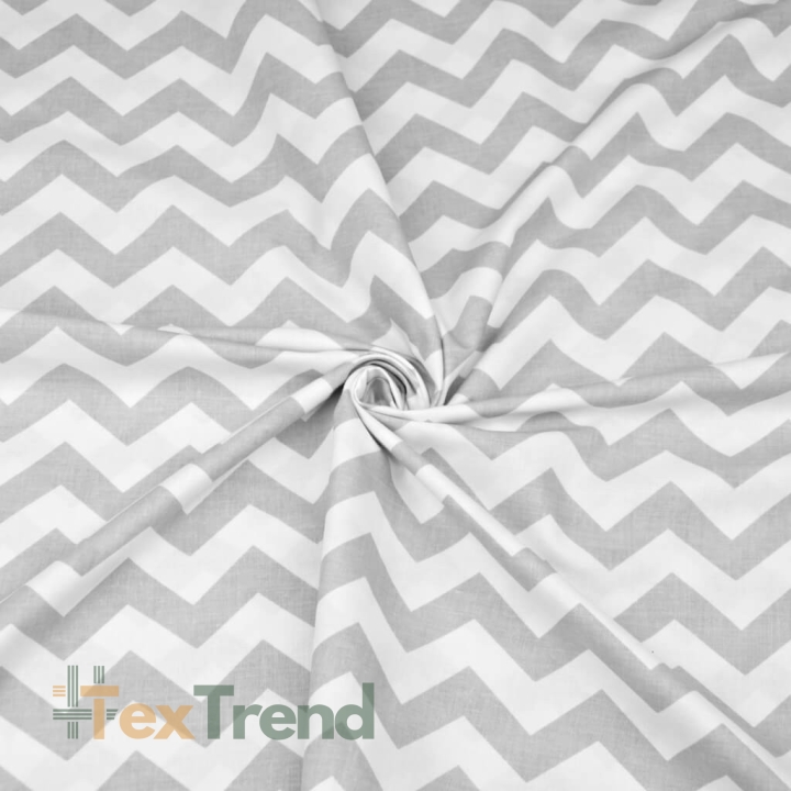 Baumwolle 100% Zickzack grau-weiß  