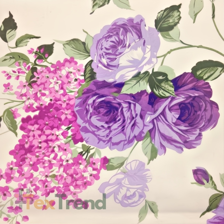 Baumwolle 100% Blumen lila Rosen  