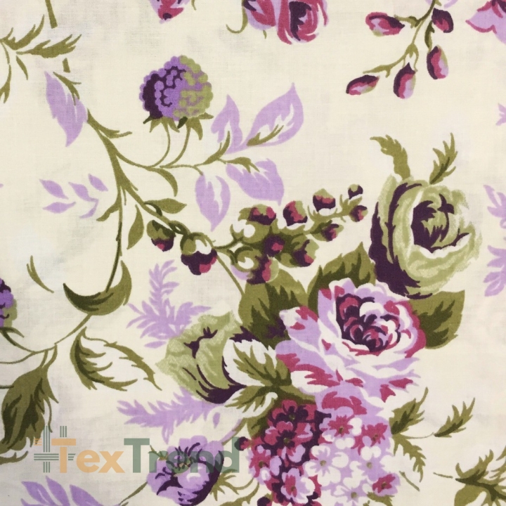 Baumwolle 100% Blumen Zigeunerrosen lila  