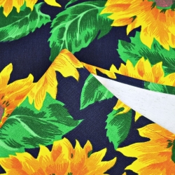 Liegefläche Stoff blaue Sonnenblumen auf Hintergrund  