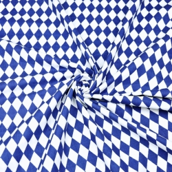 Baumwolle 100% dunkelblaue Rauten auf weißem Hintergrund  