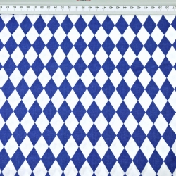 Baumwolle 100% dunkelblaue Rauten auf weißem Hintergrund  