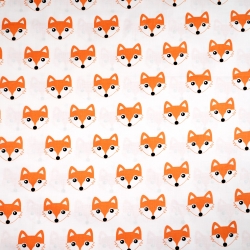Baumwolle 100% Orange Füchse auf weißem Hintergrund  