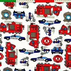 Baumwolle 100% Polizei und Feuerwehr auf weißem Hintergrund  