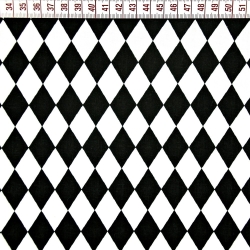 Baumwolle 100% Rauten schwarz auf weißem Hintergrund  