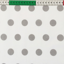 Baumwolle 100% Große 23 mm Graue Punkte auf weißem Hintergrund  