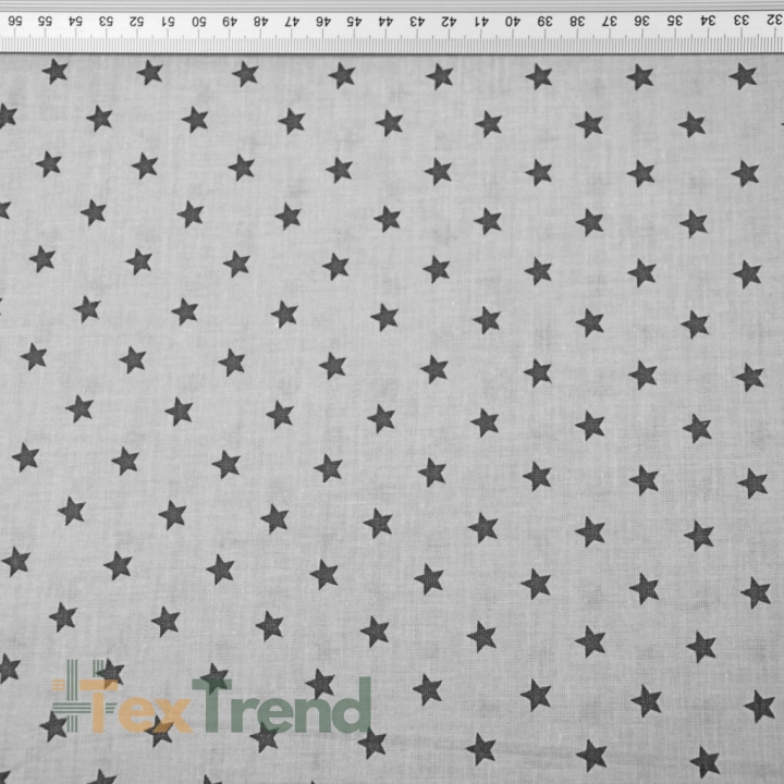 Baumwolle 100% Sterne 8mm graphit auf grauem Hintergrund  