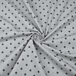 Baumwolle 100% Sterne 8mm graphit auf grauem Hintergrund  