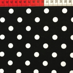 Baumwolle 100% Punkte 11mm weiß auf schwarzem Hintergrund  