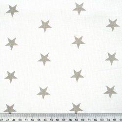 Baumwolle 100% 20mm graue Sterne auf weißem Hintergrund  